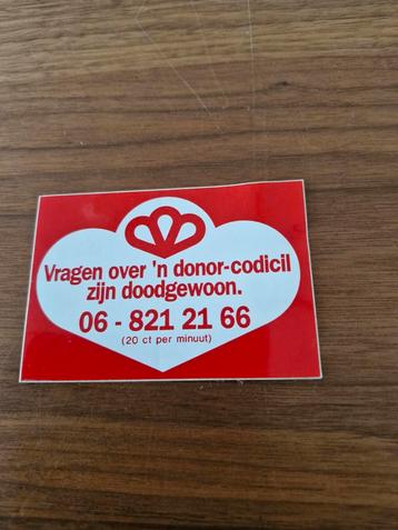 2665 Sticker Vragen over een Donorcodecil beschikbaar voor biedingen