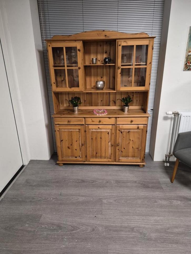 Houten buffet kast vitrine kast, Huis en Inrichting, Kasten | Buffetkasten, Zo goed als nieuw, 200 cm of meer, 25 tot 50 cm, Ophalen