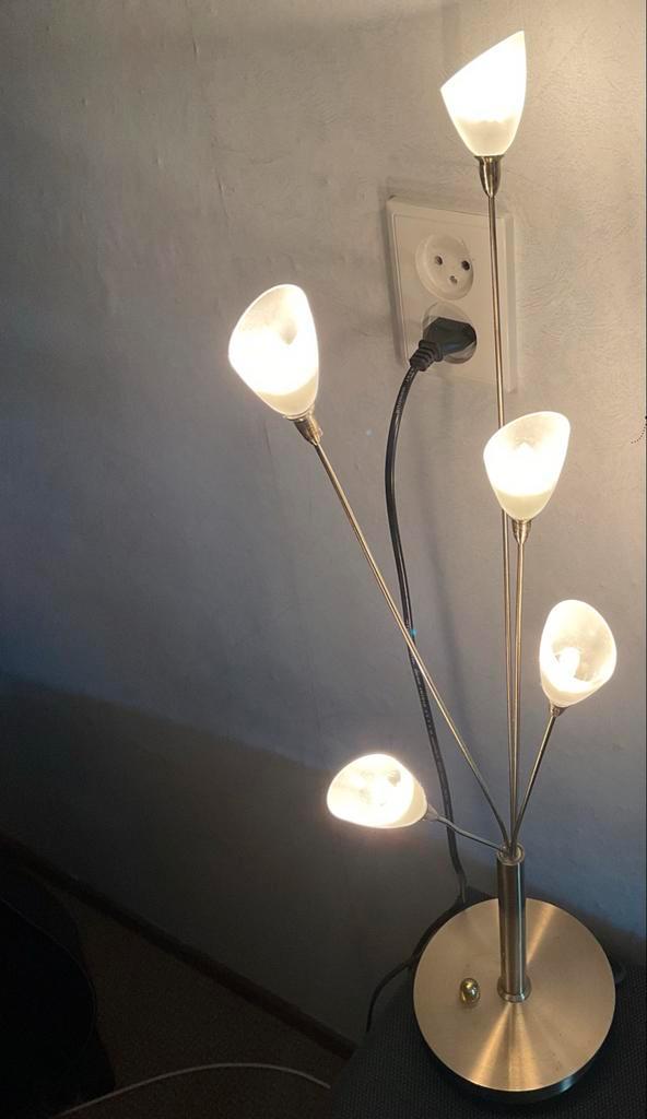 Stijlvolle staande lamp met 5 lichtpunten, Huis en Inrichting, Lampen | Vloerlampen, Zo goed als nieuw, Minder dan 100 cm, Glas
