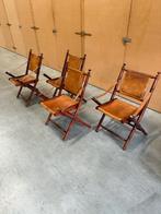 4 cognac lederen klapstoelen, Ophalen, Bruin, Vijf, Zes of meer stoelen, Gebruikt