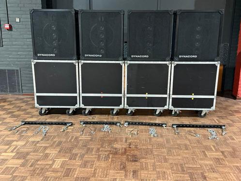 4x Dynacord FE-200 speaker incusief flightcase en rigging, Audio, Tv en Foto, Luidsprekers, Zo goed als nieuw, Front, Rear of Stereo speakers