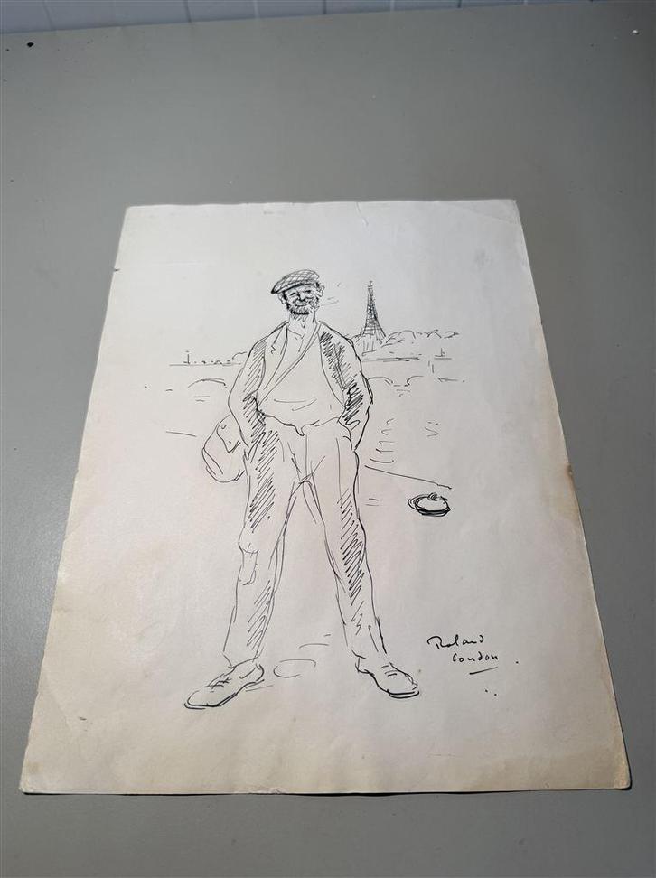 Roland Coudon 1897-1954 zeldzame pen tekening - Rare Pen and, Antiek en Kunst, Kunst | Tekeningen en Foto's, Ophalen of Verzenden