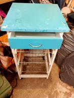 Tafeltje met lade en metalen rek, Huis en Inrichting, Keuken | Keukenelementen, Ophalen, Gebruikt, 50 tot 100 cm, Minder dan 100 cm