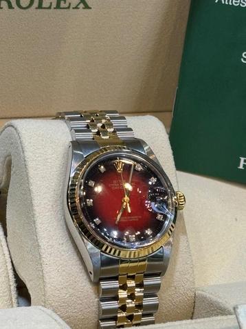 Rolex datejust 36mm yellow gold /steel rare red diamond doal beschikbaar voor biedingen