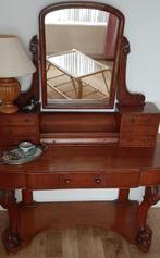 Kaptafel - met spiegel - met stoel tafellamp, Ophalen, Gebruikt, 100 tot 150 cm, 100 tot 150 cm