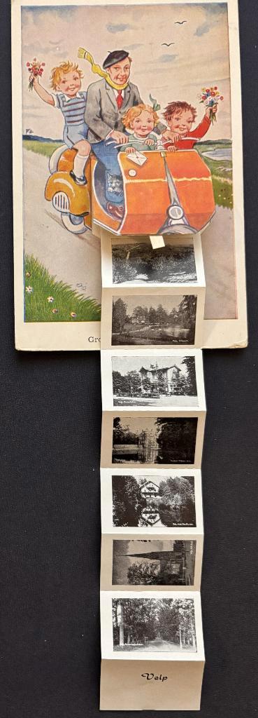 Velp (Gld.), Leporello, Klepjeskaart met 8 afbeeldingen Velp, Verzamelen, Ansichtkaarten | Nederland, Gelopen, Gelderland, 1940 tot 1960