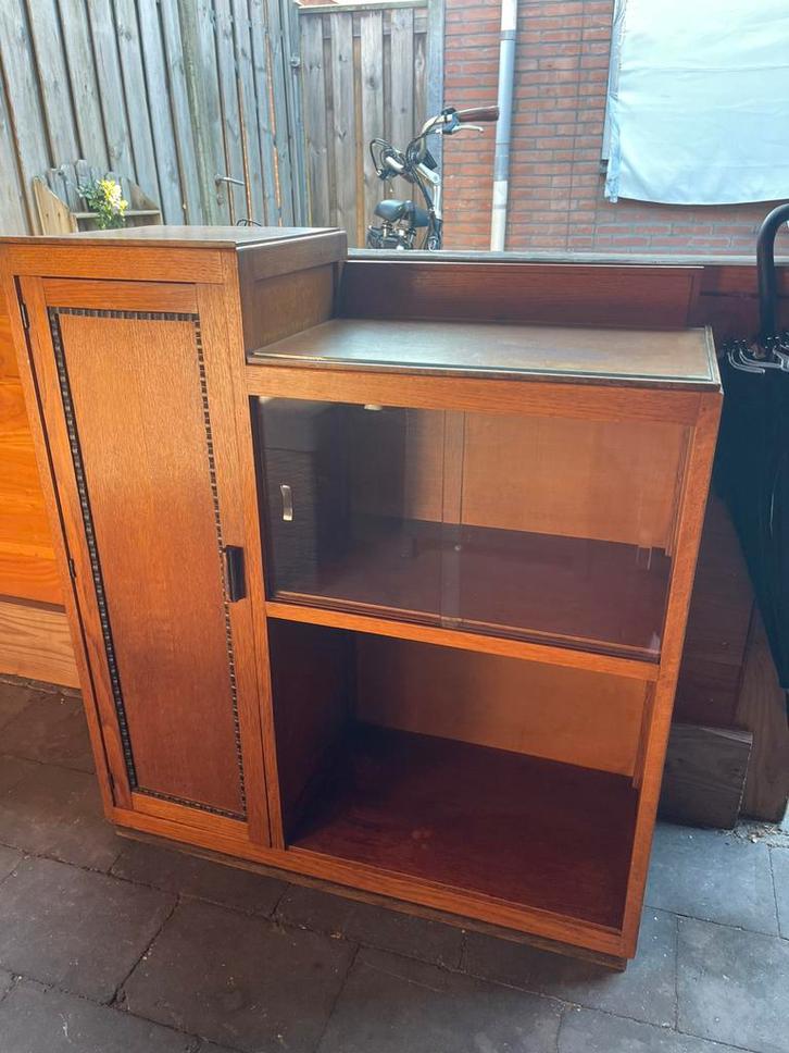 Vintage art deco Amsterdamse school theekastje bar kastje, Antiek en Kunst, Antiek | Meubels | Kasten, Ophalen of Verzenden