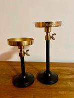 Rivièra Maison kandelaars Station 24 zwart/goud, Zwart, Ophalen of Verzenden, Zo goed als nieuw, Metaal