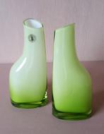 Set groene Också vazen - Scandinavisch design – 90s vintage, Ophalen of Verzenden, Minder dan 50 cm, Groen, Glas