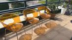 3 vrolijke oranje plexiglas kuipstoelen totaal eur 70,00, Ophalen, Gebruikt, Kunststof