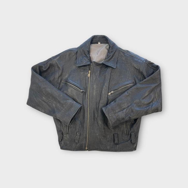Vintage heren jas maat L (100% leer), Kleding | Heren, Jassen | Winter, Gedragen, Maat 52/54 (L), Zwart, Ophalen of Verzenden