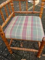 Grenen Houten stoel met geruite bekleding, Ophalen