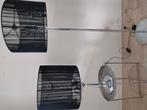 Zilvermetaal staande + schemerlamp kap zwart, Huis en Inrichting, Ophalen of Verzenden, Zo goed als nieuw, Minder dan 50 cm