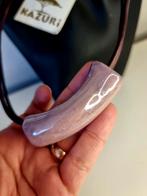 Uniek Sieraad  - Kazuri Afrika leder keramiek collier, Ophalen of Verzenden, Zo goed als nieuw, Overige materialen