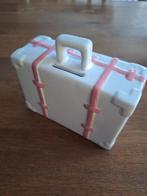 Spaarpot Koffer Wit met Roze, Ophalen of Verzenden, Nieuw, Steen, Aardewerk of Keramiek, Object of Gebouw