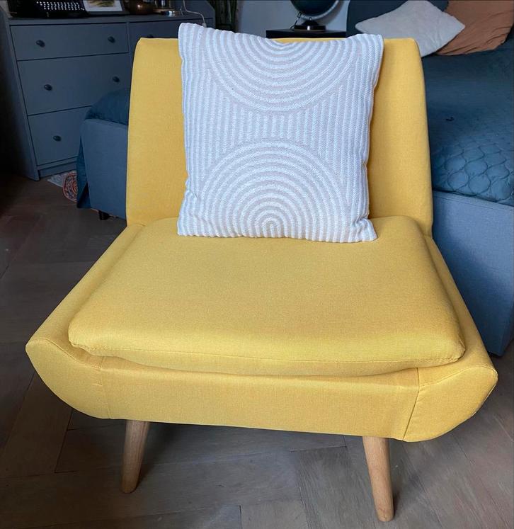 VidaXL Gele Fauteuil, Huis en Inrichting, Fauteuils, Zo goed als nieuw, Stof, 50 tot 75 cm, Minder dan 75 cm, Ophalen