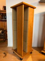 CD toren hout op wieltjes met 4 opbergvakken, Huis en Inrichting, Ophalen, Zo goed als nieuw, Hout, Cd's