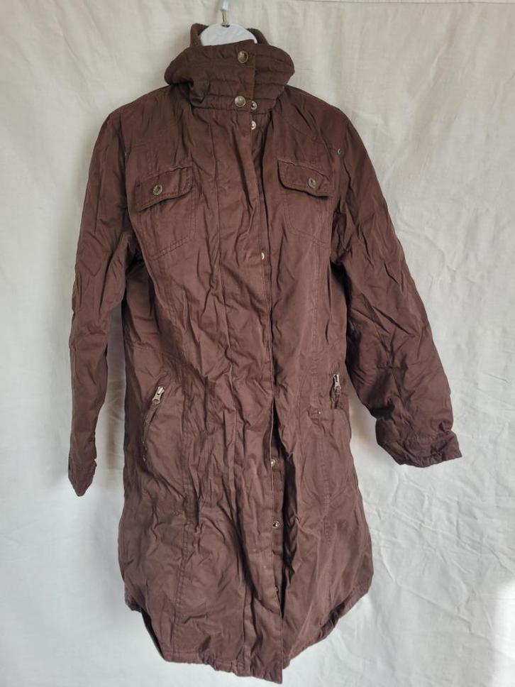 Lekker lange donkerbruine winterjas mt 38 merk Biaggini, Kleding | Dames, Jassen | Winter, Zo goed als nieuw, Maat 38/40 (M), Bruin