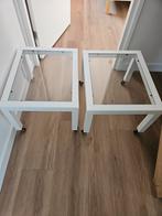 Te koop: 2 Wit geschilderde salontafeltjes, Ophalen, Gebruikt, 50 tot 100 cm, 50 tot 100 cm