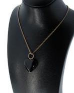 Grote hart ketting onyx hanger aan 14 karaats gouden oog, Sieraden, Tassen en Uiterlijk, Kettinghangers, Goud, Goud, Met edelsteen