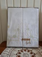 Retro vintage Favorita tweepersoons laken + slopen, Ophalen of Verzenden, Wit, Hoeslaken of Sloop, Nieuw