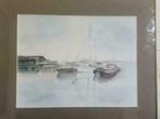 Aquarel Ed van Rijswijk Haven met boten, Ophalen