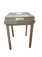 Wit Bijzettafeltje met los dienblad, Huis en Inrichting, Tafels | Sidetables, Ophalen, 50 tot 100 cm, Vierkant, Zo goed als nieuw