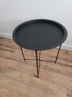 Zwarte metalen bijzettafel - Ovaal, Ophalen, Minder dan 45 cm, Minder dan 55 cm, Metaal of Aluminium