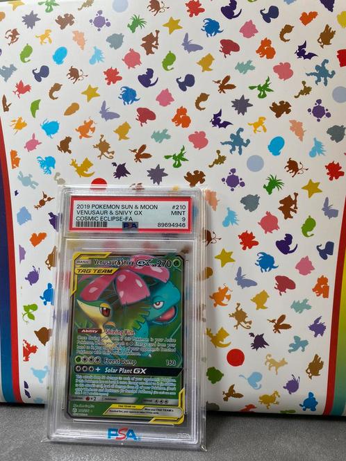 Pokémon PSA 9 kaart | Venusaur & Snivy Tag Team #210, Hobby en Vrije tijd, Verzamelkaartspellen | Pokémon, Zo goed als nieuw, Losse kaart