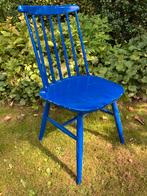 Blauwe Vintage Spijlenstoel, Gebruikt, Blauw, Ophalen of Verzenden, Eén