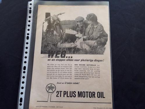 CALTEX 2T Plus Motor Oil - originele advertentie 1963, Verzamelen, Merken en Reclamevoorwerpen, Zo goed als nieuw, Overige typen