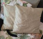 2 x kussen groen/ goud 45 x 45 igst, Verzenden, Zo goed als nieuw, Tweepersoons, Groen