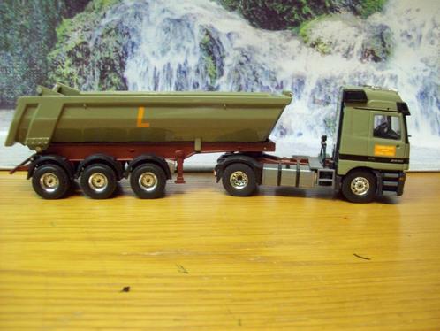 Tekno - Mercedes Actros - Lennig GMBH - met Kipper -     10, Hobby en Vrije tijd, Modelauto's | 1:50, Zo goed als nieuw, Bus of Vrachtwagen