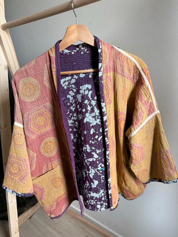 By-bar Kantha Jacket - Uniek & Reversibel one size, Kleding | Dames, Jassen | Zomer, Zo goed als nieuw, Maat 38/40 (M), Overige kleuren