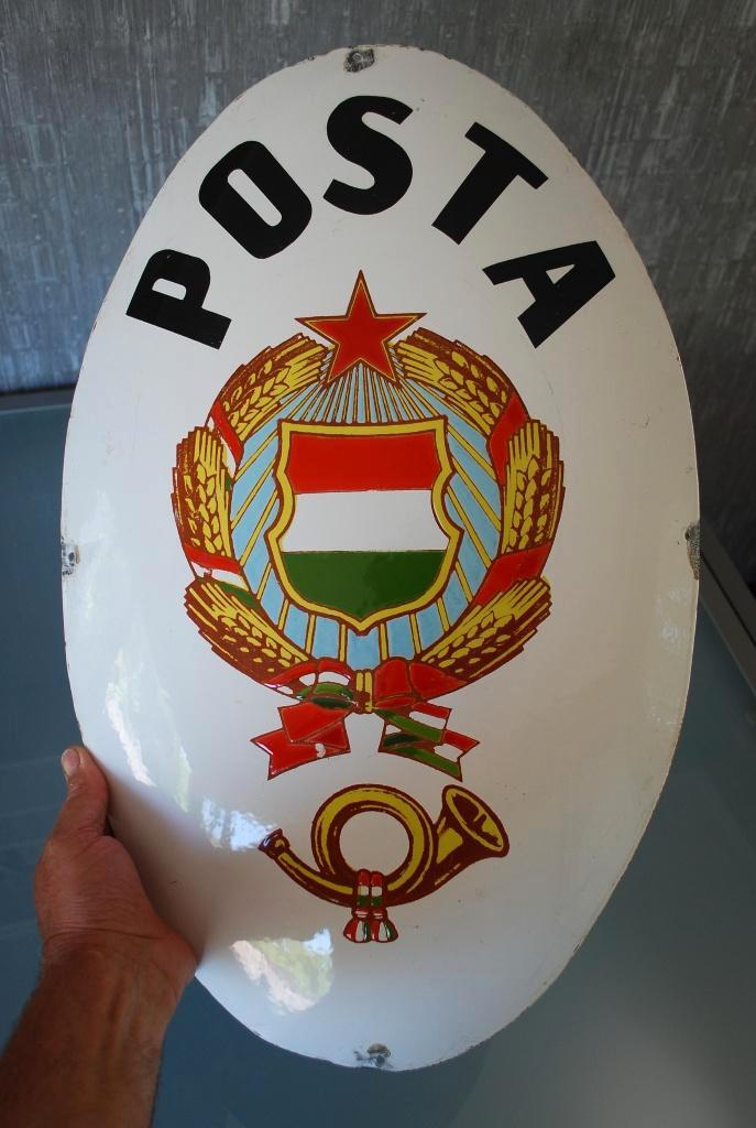 Emaillen Wandbord Socialistisch Wapenschild Post + School, Antiek en Kunst, Curiosa en Brocante, Verzenden