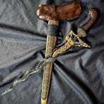 Keris Gajah 9 Luk Beras Wutah Kinatah Goud Surakarta KNM24, Verzenden