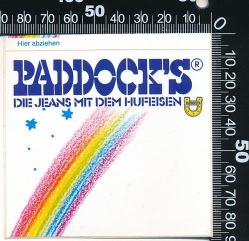 Sticker: Paddocks - Die jeans mit den hufeisen, Verzamelen, Stickers, Zo goed als nieuw, Bedrijf of Vereniging, Ophalen of Verzenden
