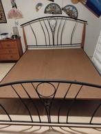 Stevig bed 160 hout/metaal, Ophalen, Gebruikt, Zwart, Tweepersoons