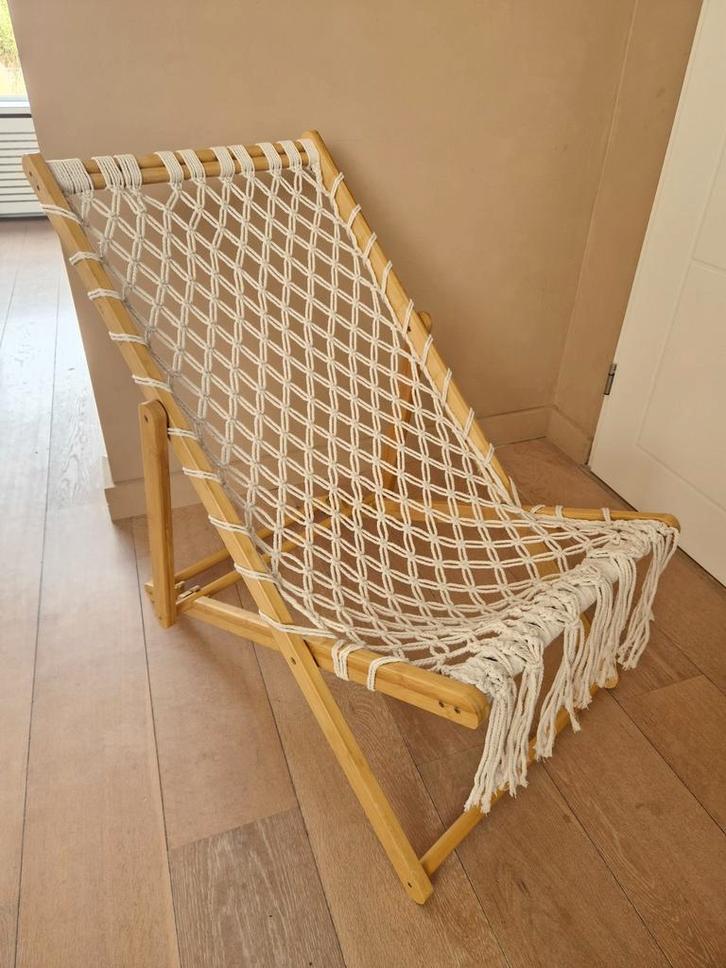 Bamboe ligstoel ibizastijl, Tuin en Terras, Hangmatten, Zo goed als nieuw, Eenpersoons, Inklapbaar, Binnen, Buiten, Ophalen