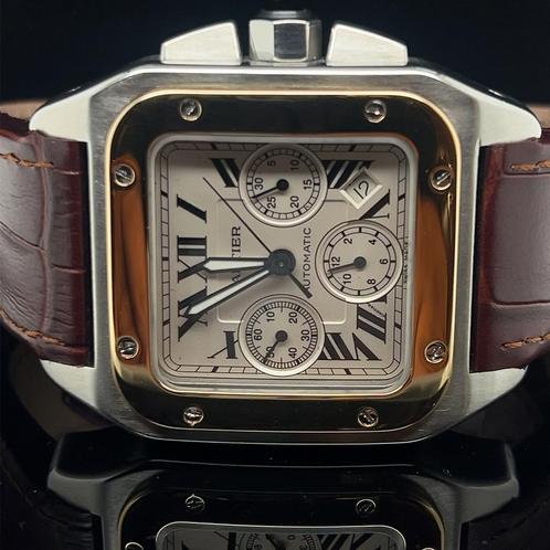 CARTIER SANTOS 100 XL CHRONO TWO TONE 2740, Sieraden, Tassen en Uiterlijk, Horloges | Heren, Ophalen of Verzenden