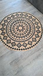 Jute (gevlochten) vloerkleed met zwart print handmade 120, Huis en Inrichting, Stoffering | Tapijten en Kleden, Ophalen, Rond