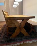 Eettafel set, stevig en van hout, Huis en Inrichting, Tafels | Eettafels, Ophalen, Eikenhout, 200 cm of meer, 50 tot 100 cm