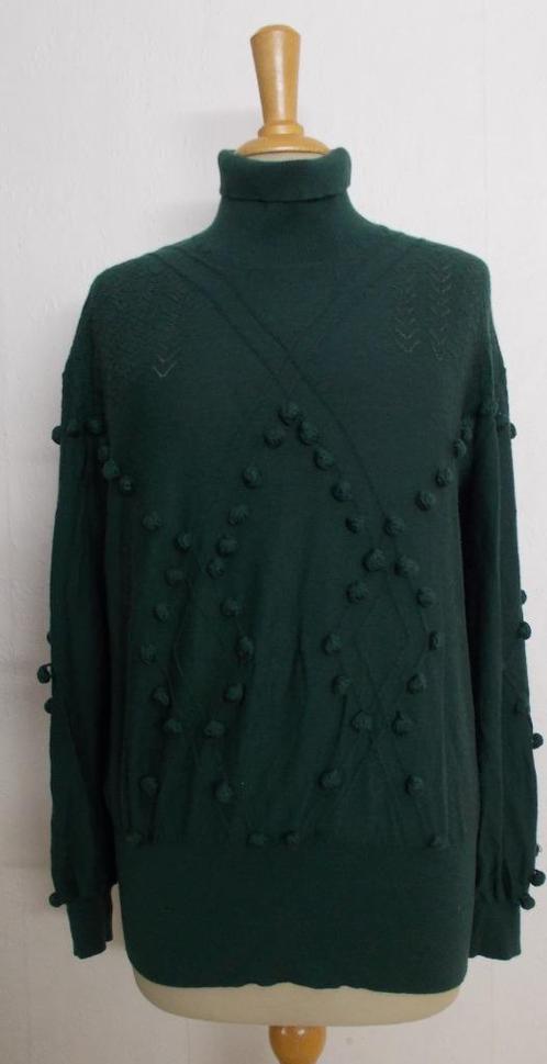 Groene fijne merino wollen col trui van Plein Publique! XL, Kleding | Dames, Truien en Vesten, Zo goed als nieuw, Maat 46/48 (XL) of groter