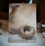 Decoratief bordje met touw - Kruik en Vogelnest, Minder dan 50 cm, Nieuw, Minder dan 50 cm, Hout