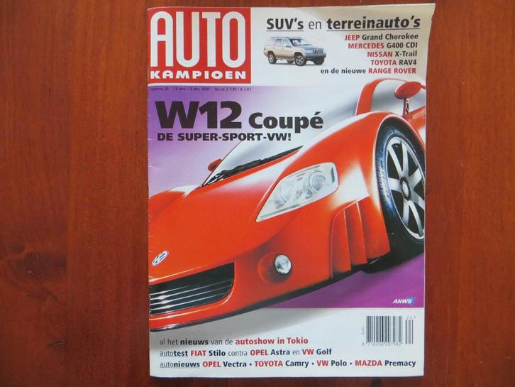 Autokampioen 24 2001 VW W12 Coupé, Stilo, Astra, Golf, RAV4, Boeken, Auto's | Folders en Tijdschriften, Zo goed als nieuw, Volkswagen