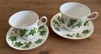 Queen Anne kop & schotel set – wijnrankmotief, vintage, Ophalen of Verzenden, Zo goed als nieuw, Porselein, Kop en/of schotel