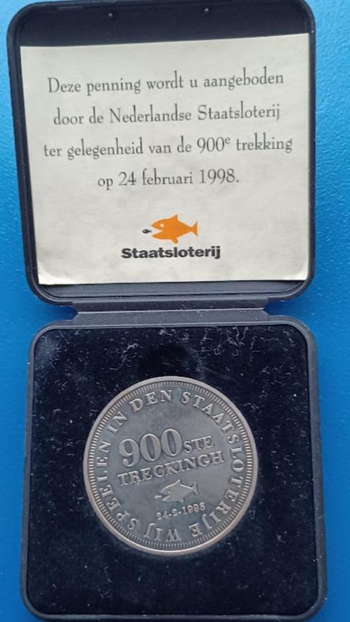 Doosje met Penning 900ste TRECKINGH Staatsloterij - 1998, Postzegels en Munten, Penningen en Medailles, Overige materialen, Nederland