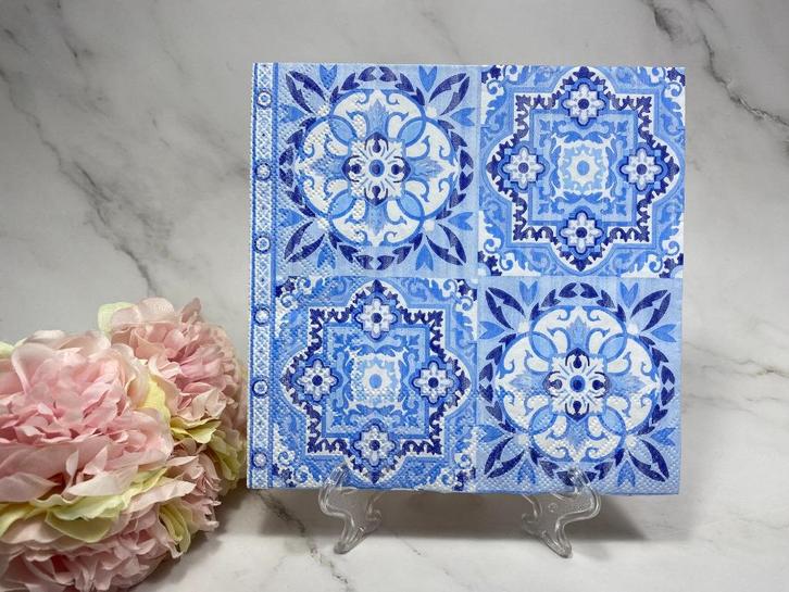 Knutsel servetten delfts blauwe tegeltjes decoupage nr 480, Hobby en Vrije tijd, Knutselen, Nieuw, Materiaal, Ophalen of Verzenden