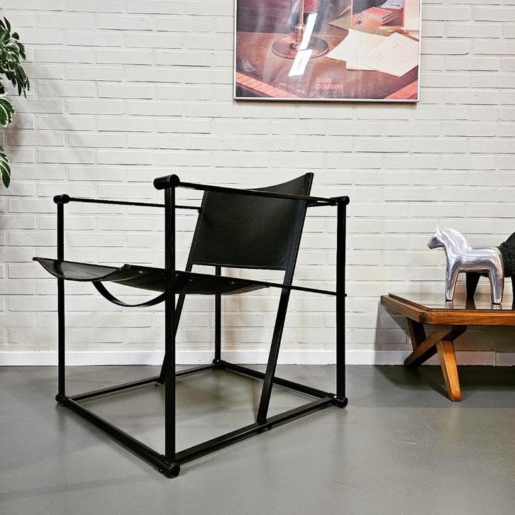 Pastoe Kubus Chair FM60 Radboud van Beekum, Huis en Inrichting, Fauteuils, Zo goed als nieuw, Leer, Metaal, 50 tot 75 cm, Minder dan 75 cm