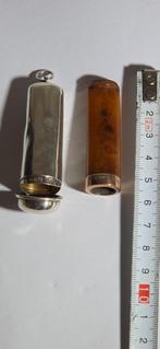 Sigaretten pijpje goud met zilveren houder, Antiek en Kunst, Verzenden, Goud